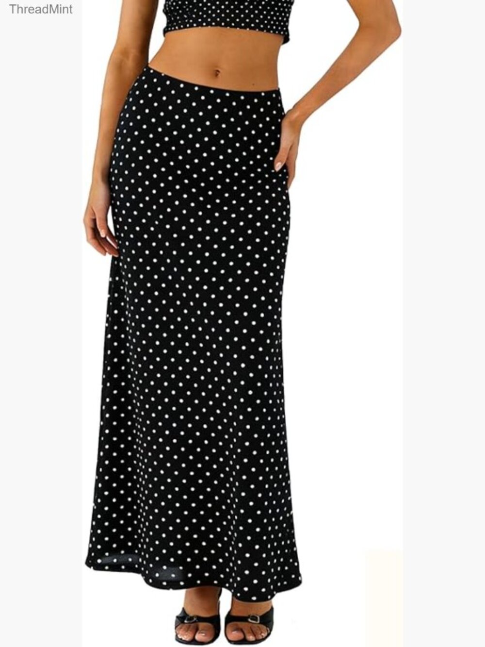 High Waisted A-Line Flowy Maxi Skirt